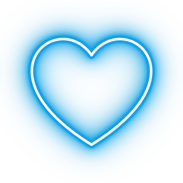 Neon blue love heart icon